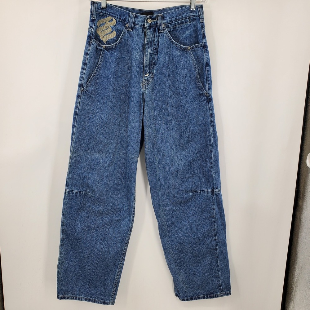 Vintage Rocawear Baggy Jeans Mens 34x34 Blue Denim Y2K Wide Leg Hip Hop 90s